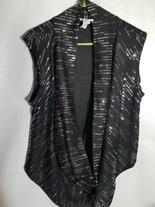 Caren Sport Sleeveless Cowl Neck Blouse Women's Size 3X Black/ Silver - Imagen 1 de 6