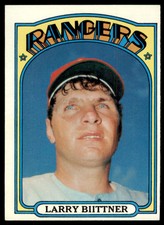 1972 Topps Larry Biittner  VG-EX RC Texas Rangers #122