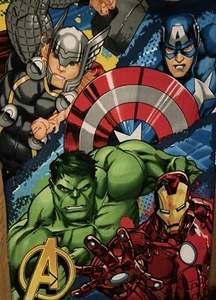 MARVEL AVENGERS SUPER HEROES HULK IRON MAN FLEECE BLANKET/THROW SZ 42” X 60” EUC - Picture 1 of 7
