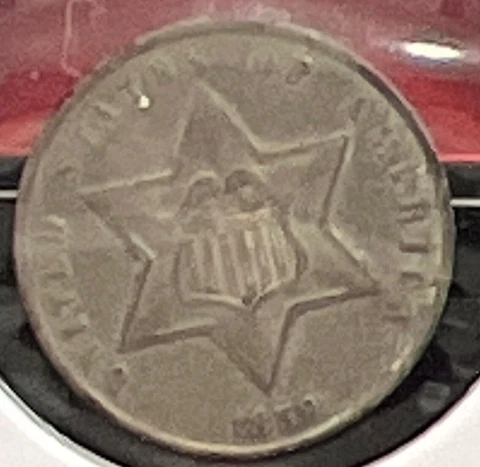 1859 3 CENT SILVER PIECE CHOICE EXTRA FINE ACTUAL COIN #C12600 Cover