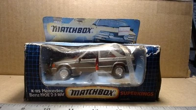 Matchbox Super Kings K-115 1985 Mercedes 190E 2-3-16 - Gray Macao w/box - Image 1 of 4