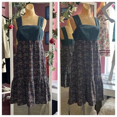 Mini Vestido Delantal Vintage Años 60 70 Mod Azul Floral Scooter Sin Mangas Volantes S Foto 1 de 4