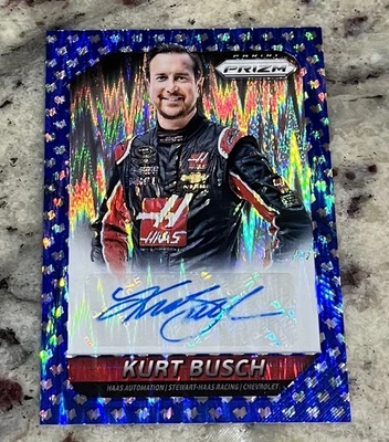 2016 Panini Prizm NASCAR Driver Signatures Kurt Busch No. KU Blue Flag Prizm /25 - Image 1 of 2