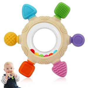 Baby Teething Rings Toys for 0-6 6-12 Months Baby Rattle Teether Sensory Toys fo - Picture 1 of 12