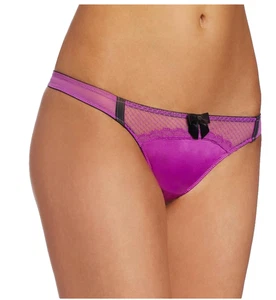 Tanga Jezebel Indulge satinado encaje y malla, violeta, M-NUEVO CON ETIQUETAS- - Imagen 1 de 2