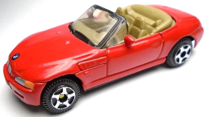 2001 MOTORMAX BMW Z3 6001 RED CONVERTIBLE 1:64 DIECAST 2 7/8" CAR W TAN INTERIOR - Image 1 of 4