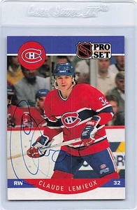 1990/91 Pro Set #153 Claude Lemieux Canadiens Signed Auto *L1597 - Picture 1 of 2