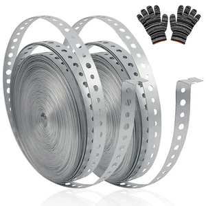 Paquete de 2 correas para colgar tubos galvanizados correa para tubos de metal 3/4 pulgadas x 100 pies 24 ga... - Imagen 1 de 8