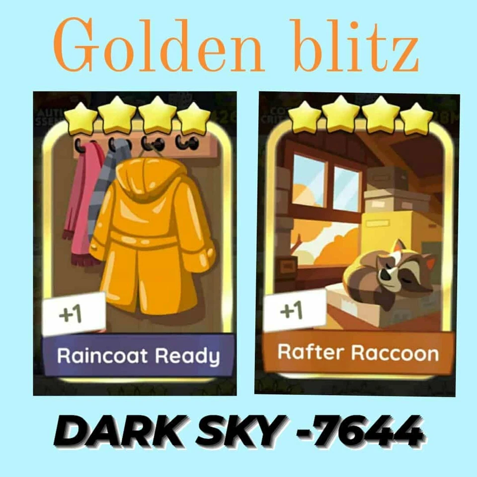 ⚡️ Golden Blitz ⚡️ Raincoat Ready ⚡️ Rafter Raccoon ⭐️MONOPO_LY-GO 4 STAR - Image 1 of 1