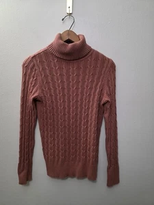 St. John’s Bay Terracotta Cable Knit Turtleneck Sweater Size M Long Sleeve - Picture 1 of 7