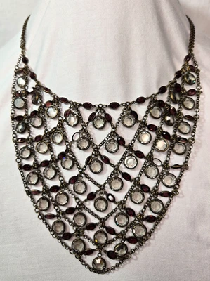 Sorrelli 多层水晶和石榴石色调声明围兜项链青铜色调 — 第 1/4 张图片