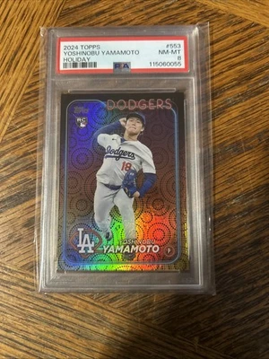 Yoshinobu Yamamoto 2024 Topps Holiday Rookie Card PSA 8 - Image 1 of 2