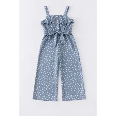 Mono Boutique Niñas Talla 5 Azul Polkadot Cinturón y Volantes Foto 1 de 4