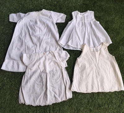 Lote de 4 vestidos vintage de camisas de pañales para bebé bordados debajo de la camisa de algodón Foto 1 de 4