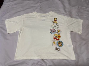 Disney Winnie the Pooh  Women Junior  Top Crop T Shirt Cream size Medium - Picture 1 of 6