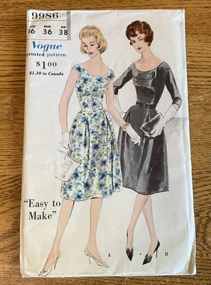 Vintage Vogue Pattern 9986 Size 16 Day Evening Cocktail Party Dress 1960’s NOS - Image 1 of 4