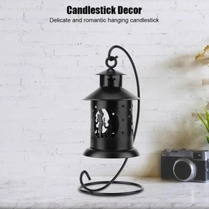 Hollow Out Black Candlestick Hanging Candle Holder Home Decor Ornament - Picture 1 of 12