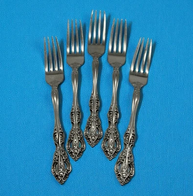 Oneida Michelangelo Heirloom Stainless Dinner Forks Set of 5 Ornate Flatware - Image 1 of 4