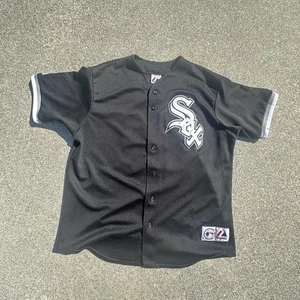 Majestic Chicago White Sox Baseball Jersey Mens XL Black Missing Button USA - Picture 1 of 9