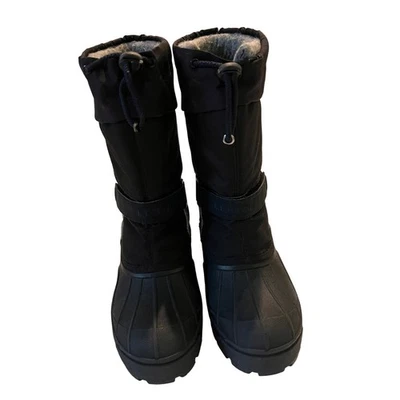 LL Bean Niños Botas de Nieve Negras/Púrpura Invierno Clima Frío Hebilla Aislada Foto 1 de 4