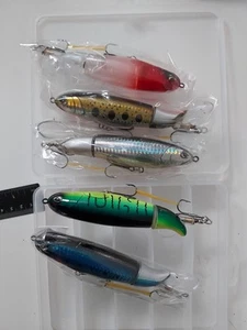 5Pcs Whopper Plopper Bass Floating Lures Fishing Rotating Tail Topwater Lure - Picture 1 of 10
