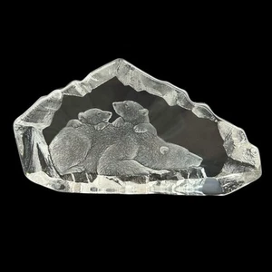 MATS JONASSON Edición Limitada Cristal Arte Vidrio OSO POLAR + 2 CUBOS Firmado 5x9.5” - Imagen 1 de 15