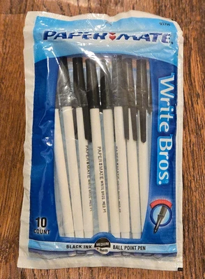Vintage 2002 Paper Mate Write Bros Black Ballpoint Pens Medium 10 Count Pack NIP - Image 1 of 4