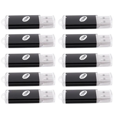 10 x USB Speicher 2.0 Speicherstick Flash Drive 128MB Geschenk schwarz W3K16214 - Bild 1 von 4