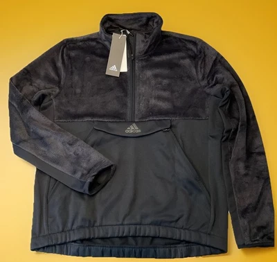 Adidas Sweatshirt Pullover Fleece Sherpa Detail 1/4 Zip Athletic Women XS NWT - Image 1 of 4