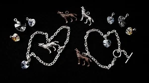 Bella's Charm Bracelet -Choose Wolf, Heart - Made with Swarovski - Twilight Gift - Picture 1 of 10