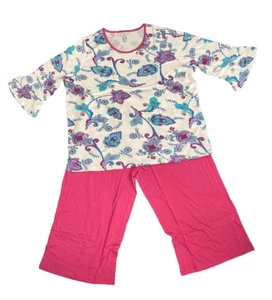 Conjunto de pijama estampado cachemir rosa 22-24 parte superior e inferior pijama recortado ropa de dormir - Imagen 1 de 8