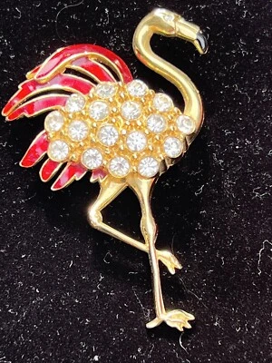 Розовые стразы и эмаль фламинго брошь заколка - Изображение 1 из 4