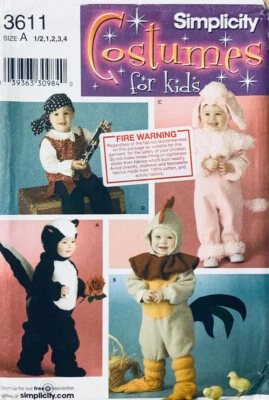 Simplicity Pattern 3611 | Toddler Kids Fancy Dress Costumes | Sizes ½ 1 2 3 4 - Image 1 of 2