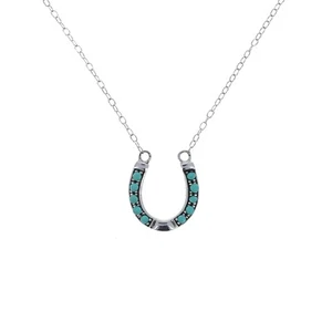 Turquoise Horseshoe Necklace, Sterling Silver 925, Genuine Turquoise, Adjustable - Bild 1 von 4
