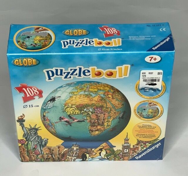 3D Earth Puzzleball By 3D.JP Yellow Marble Earth 60 Pieces 3” Globe NEW  SEALED