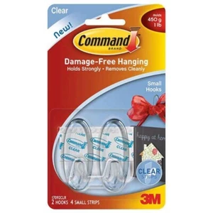 Command Small Clear Hooks with Clear Strips - Picture 1 of 1