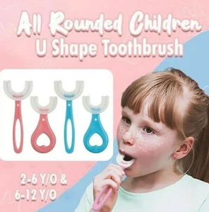 Portable All Rounded Children U Shape Toothbrush Baby Silicone Ages 2-12 Infant - Picture 1 of 22