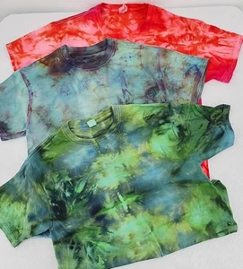 3 Procion Ice Tie Dye Short Sleeve Shirts Unisex Size Medium Gildan & Hanes NEW! - Picture 1 of 24