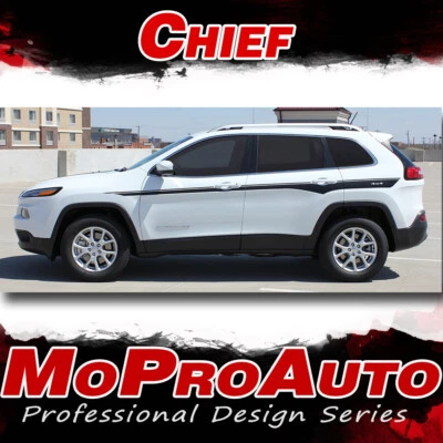 2014-2020 Jeep Cherokee Chief 3M Pro Vinyl Graphics Stripes Decals Lower Rockers - Image 1 of 4