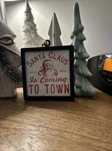 Ragon House Santa Claus Is Coming To Town Framed Ornament Wall Hanging Retro - Picture 1 of 4