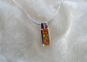 Anhänger Silber 925 / 3 Spinell orange / mit Kette echt Silber / neu! - Bild 1 von 3