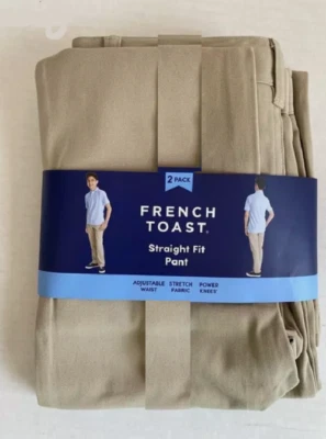 French Toast Boys Uniform Straight Fit Adjustable Waist Pants 2 PK(KHAKI 5)NWOT - Image 1 of 2