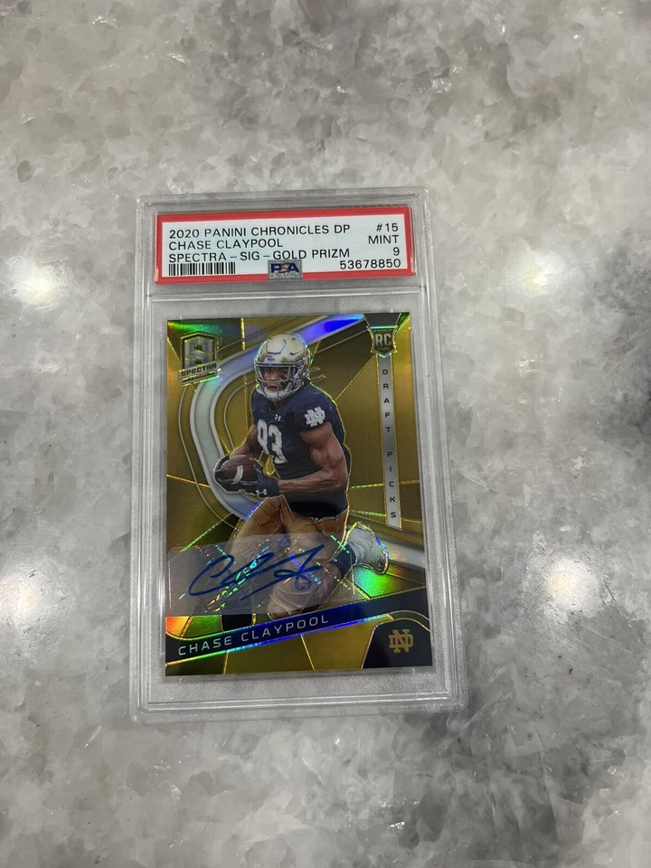 2020 Panini Spectra Chase Claypool Rookie Gold Prizm Auto /10 PSA 9 Steelers - Image 1 of 2