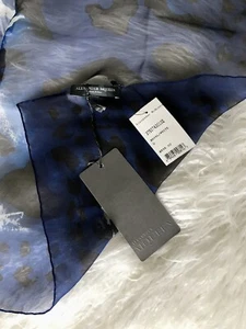 ALEXANDER McQUEEN “Leopard Metamorphose” Scarf in Royal Blue Silk Chiffon - Picture 1 of 6