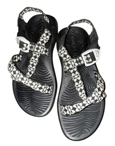 Chaco Womens Z/1 Classic Strappy Hiking Sandal Black & White Geometric Sz 7 EUC - Picture 1 of 4