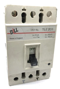 BILL TLE203 Triple Pole MCCB 20Amp Circuit Breaker MEM MEL203 - Picture 1 of 7