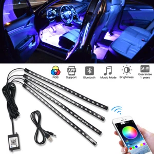4x LED Car Footwell Strip USB App Control Neon Lights Interior Atmosphere Lamp - Bild 1 von 12