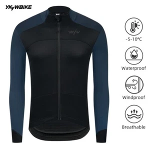 YKYWBIKE Men Cycling Jacket Winter Thermal Fleece Bicycle Tops Waterproof 0°C - Picture 1 of 58