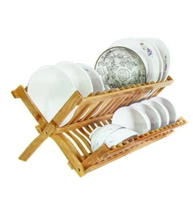 Escurreplatos escurridor de platos madera bambú plegable cocina 35x33Cm - Imagen 1 de 4