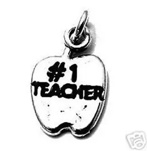 925 Sterling Silver #1 Teacher Charm - Picture 1 of 1